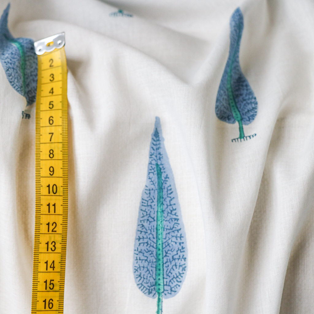 Blue Cypress Trees Block Print Fabric. Indian block print fabric. Block print fabric.