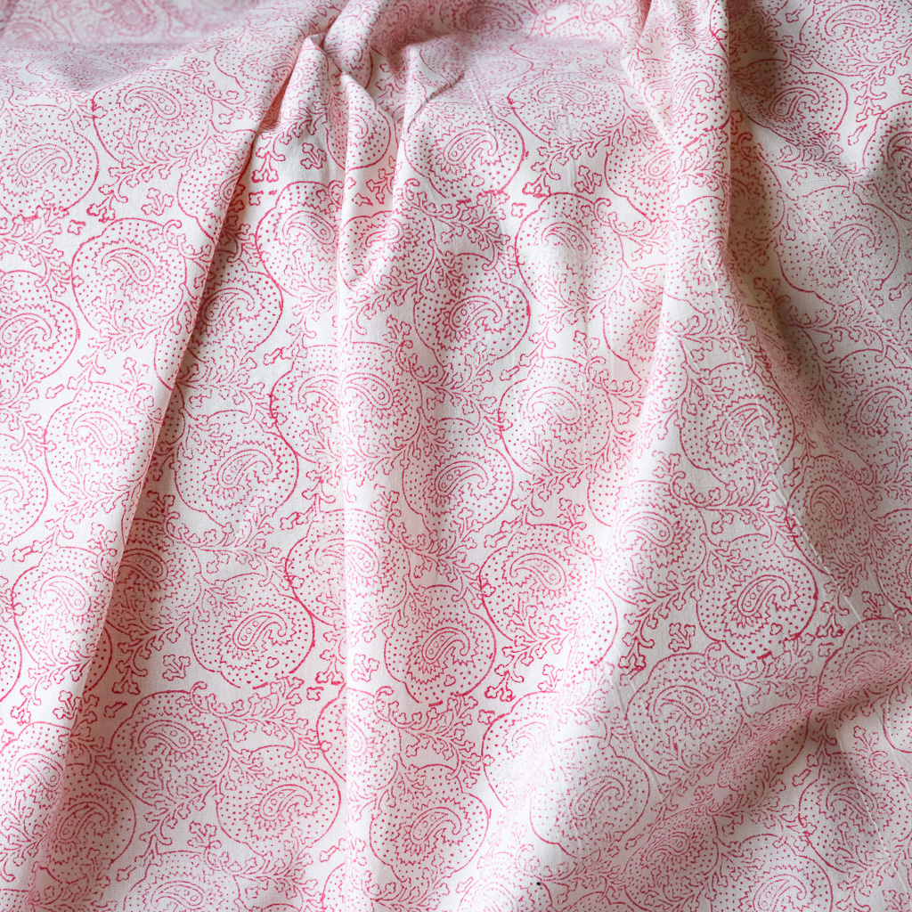 Pink Paisley Vine Block Print Fabric. Indian block print fabric. Block print fabric. Pink Paisley Vine Block Print Fabric. Indian block print fabric. Block print fabric.