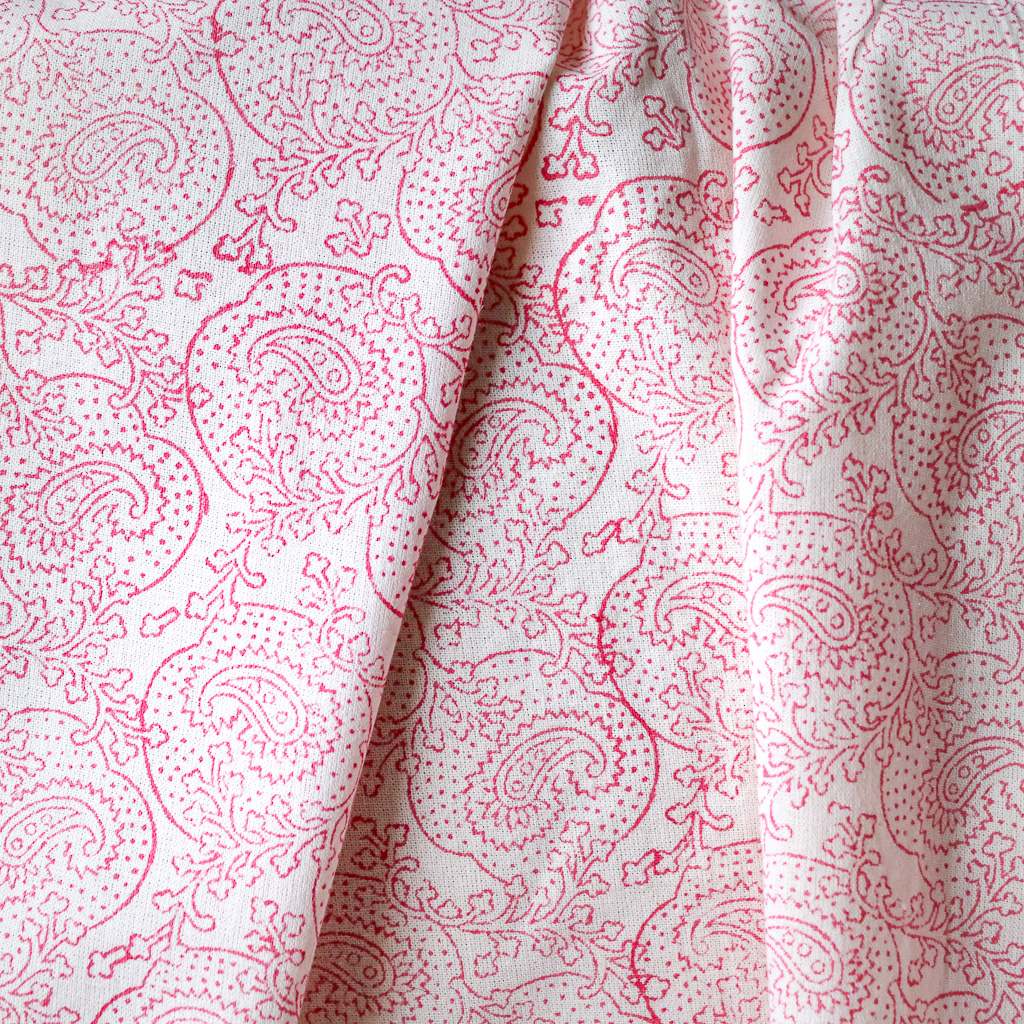 Pink Paisley Vine Block Print Fabric. Indian block print fabric. Block print fabric. Pink Paisley Vine Block Print Fabric. Indian block print fabric. Block print fabric.
