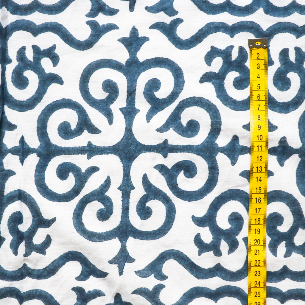 Blue Trellis Block Print Fabric. Indian block print fabric. Block print fabric.