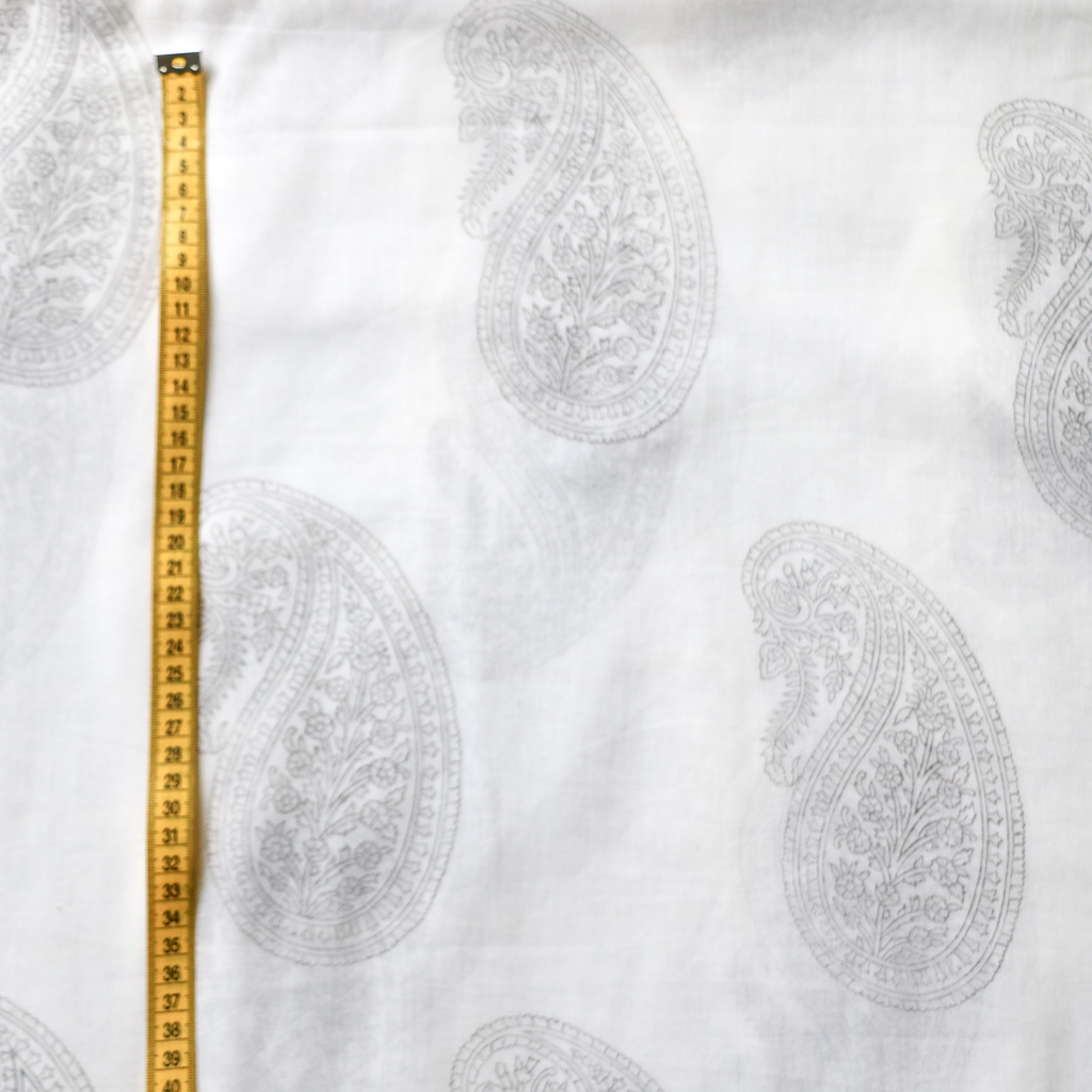 White Paisley Voile Block Print Fabric. Indian block print fabric. Block print fabric.