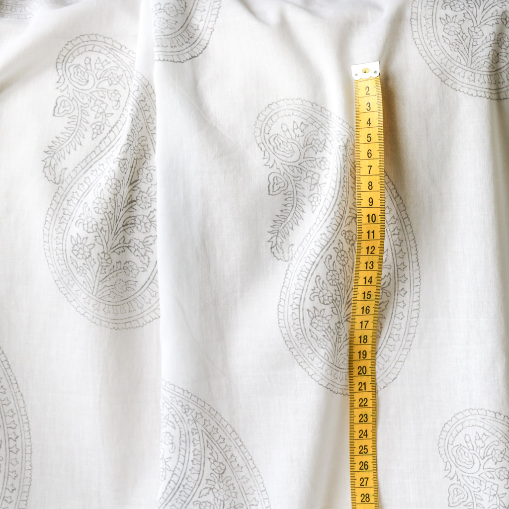 White Paisley Voile Block Print Fabric. Indian block print fabric. Block print fabric.