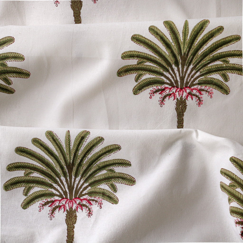 Palm Tree Fabric. Indian block print fabric. Block print fabric. Palm Tree Fabric. Indian block print fabric. Block print fabric.