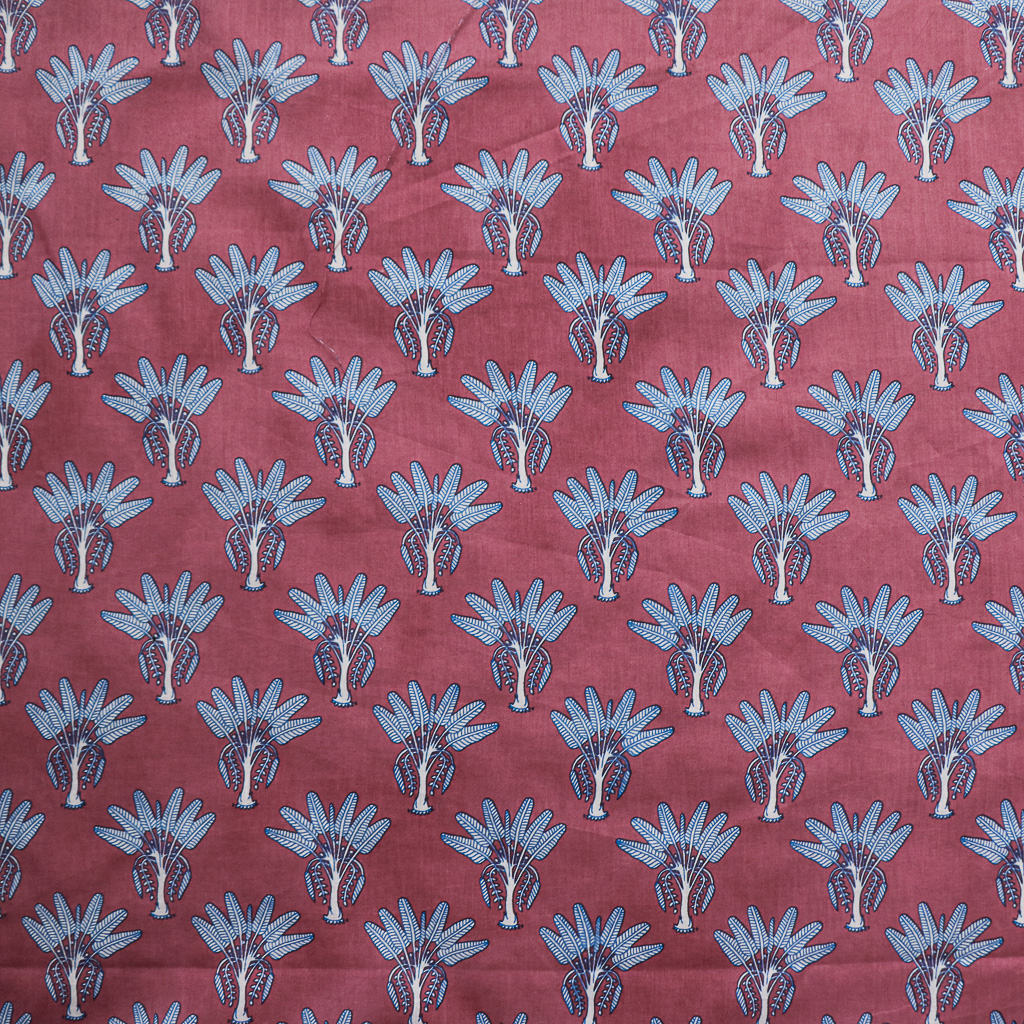 Purpley-Pink Palm. Indian block print fabric. Block print fabric.