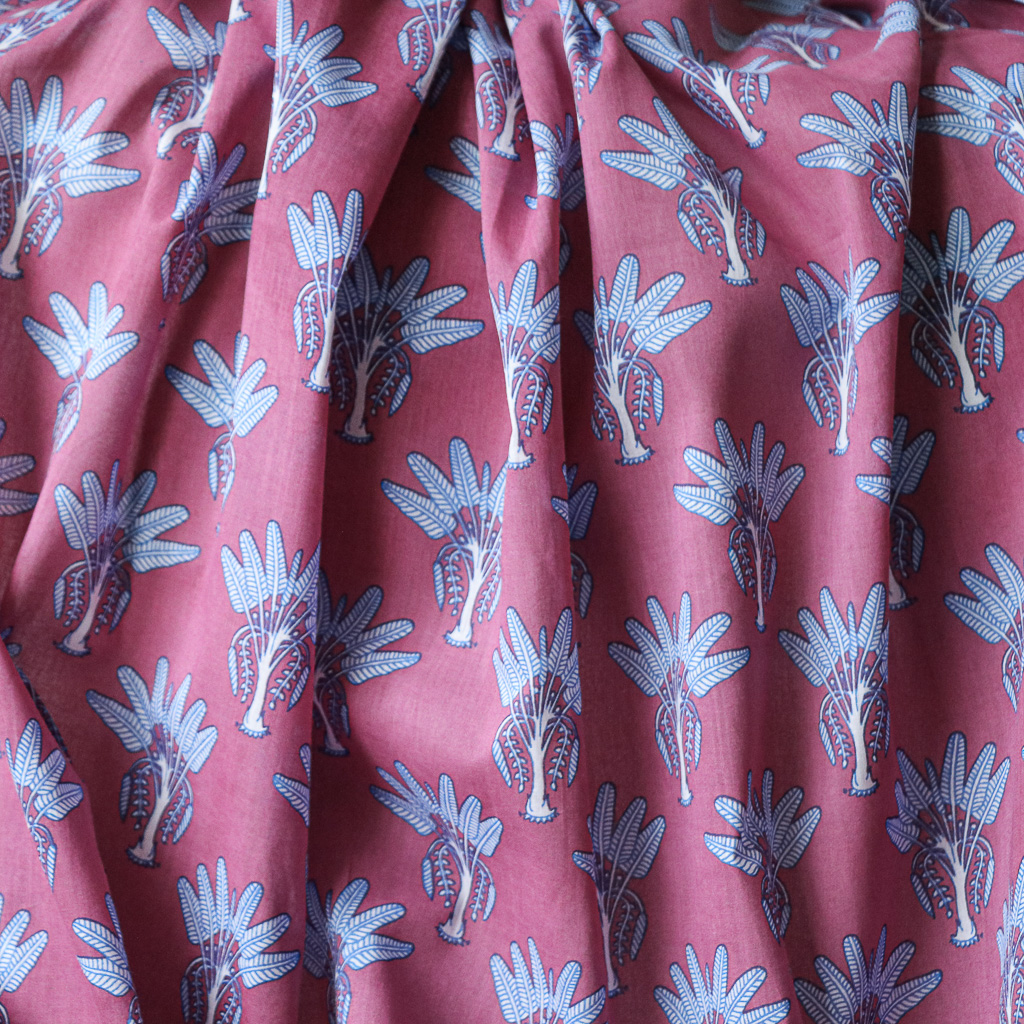 Purpley-Pink Palm. Indian block print fabric. Block print fabric.