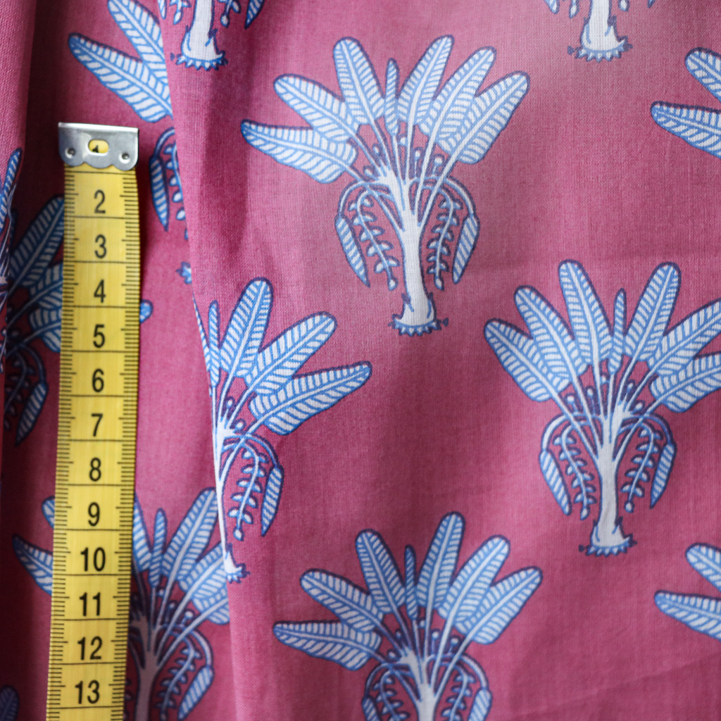 Purpley-Pink Palm. Indian block print fabric. Block print fabric.