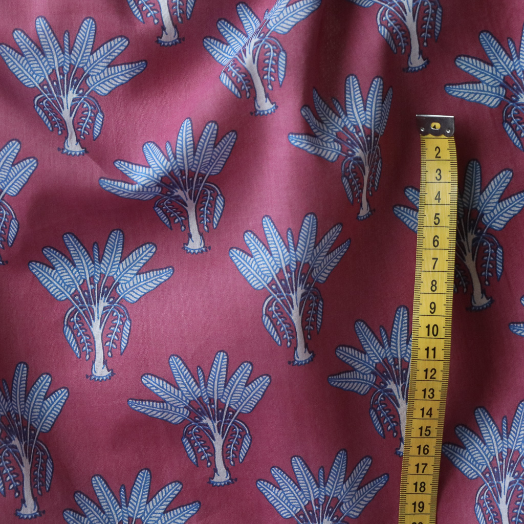 Purpley-Pink Palm. Indian block print fabric. Block print fabric.