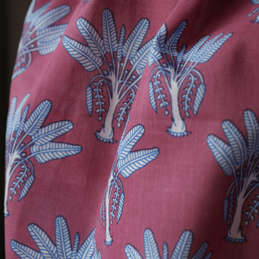 Purpley-Pink Palm. Indian block print fabric. Block print fabric.