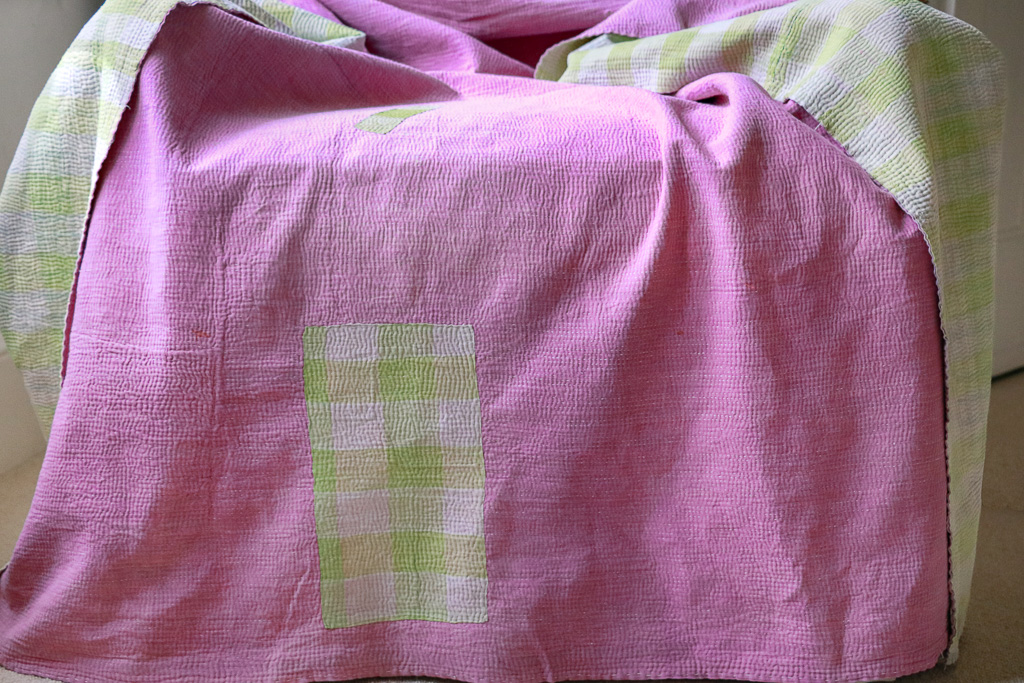 Bindi Kantha. Indian hand block print fabric. Block print fabric. Indian vintage kantha