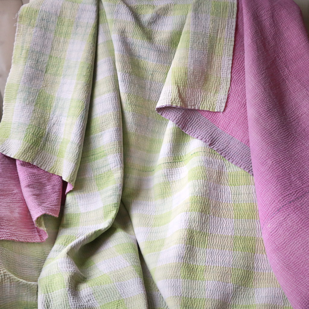 Bindi Kantha. Indian hand block print fabric. Block print fabric. Indian vintage kantha