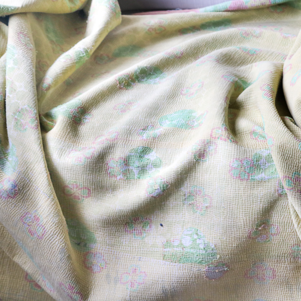 Vimla Kantha. Indian hand block print fabric. Block print fabric. Indian vintage kantha