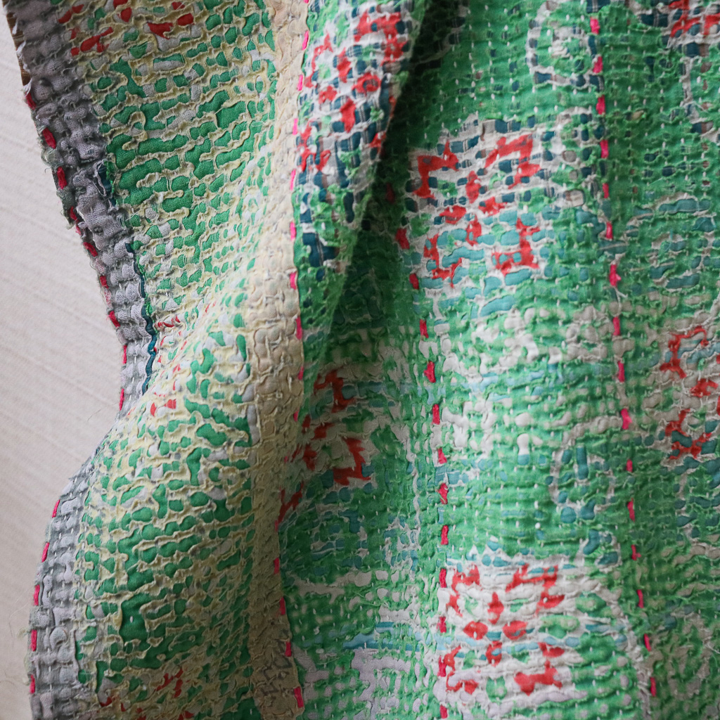 Jani Kantha. Indian hand block print fabric. Block print fabric. Indian vintage kantha