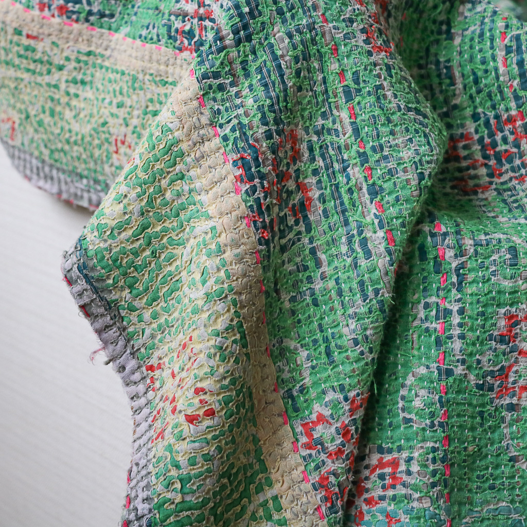 Jani Kantha. Indian hand block print fabric. Block print fabric. Indian vintage kantha