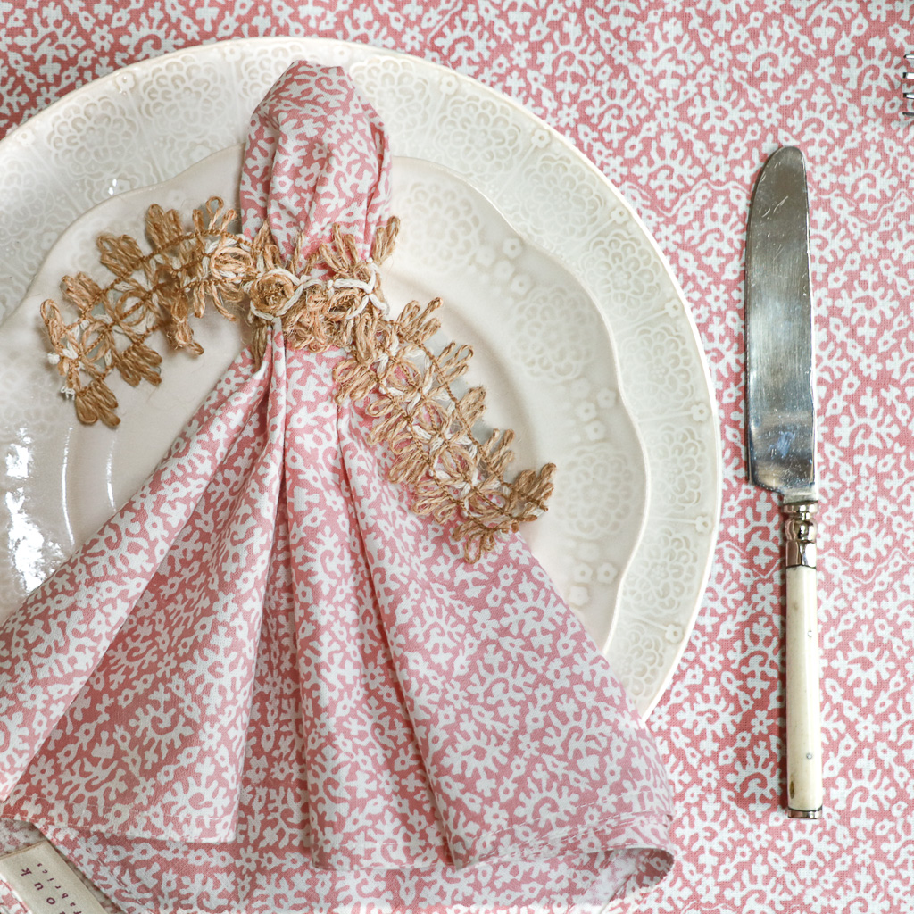 Hazel Tablecloth in Dusty Rose & Hazel Napkins in Dusty Rose, shenouk, Indian block print fabric, Indian block print, Indian block print tablecloths, block print tablecloths, luxury table linen Hazel Tablecloth in Dusty Rose & Hazel Napkins in Dusty Rose, shenouk, Indian block print fabric, Indian block print, Indian block print tablecloths, block print tablecloths, luxury table linen