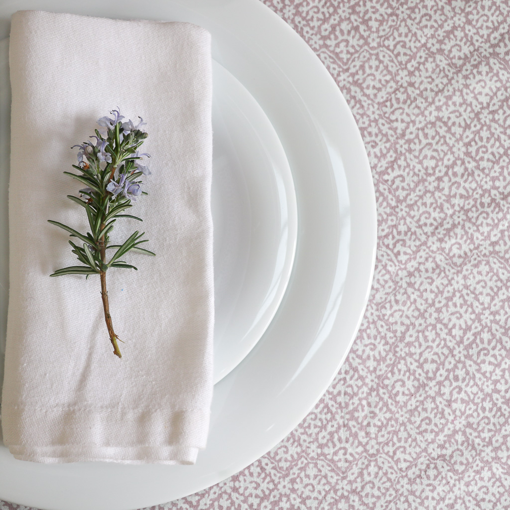 Hazel Tablecloth in Lavender, shenouk, Indian block print fabric, Indian block print, Indian block print tablecloths, block print tablecloths, luxury table linen