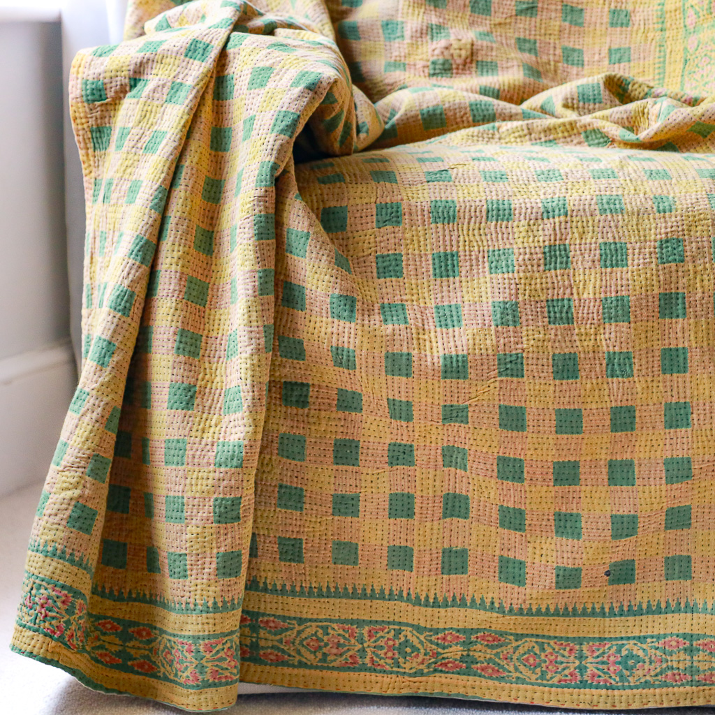 Leila Kantha. Indian hand block print fabric. Block print fabric. Indian vintage kantha Leila Kantha. Indian hand block print fabric. Block print fabric. Indian vintage kantha