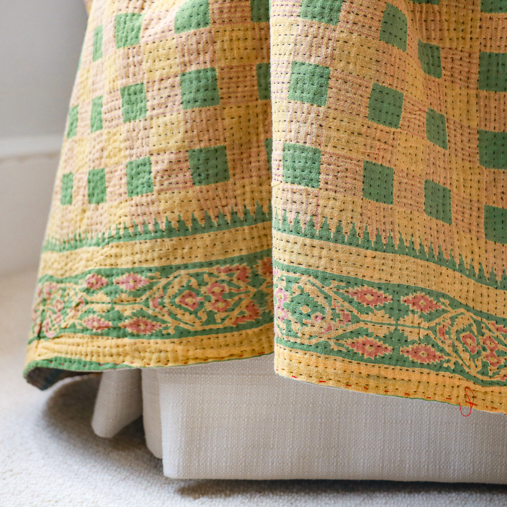 Leila Kantha. Indian hand block print fabric. Block print fabric. Indian vintage kantha Leila Kantha. Indian hand block print fabric. Block print fabric. Indian vintage kantha