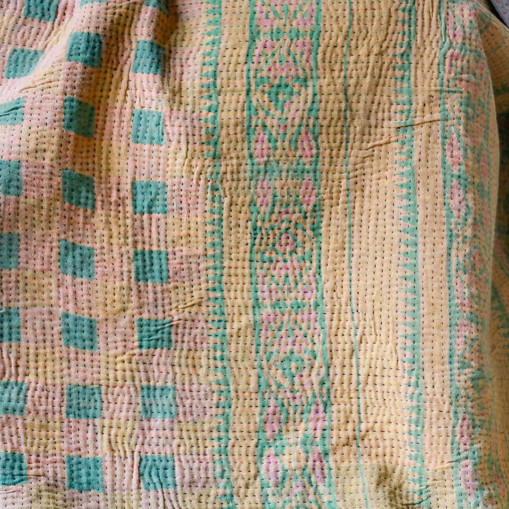 Leila Kantha. Indian hand block print fabric. Block print fabric. Indian vintage kantha Leila Kantha. Indian hand block print fabric. Block print fabric. Indian vintage kantha