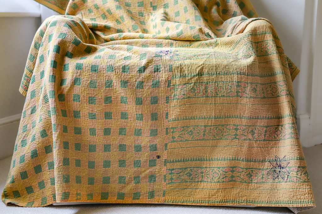 Leila Kantha. Indian hand block print fabric. Block print fabric. Indian vintage kantha Leila Kantha. Indian hand block print fabric. Block print fabric. Indian vintage kantha