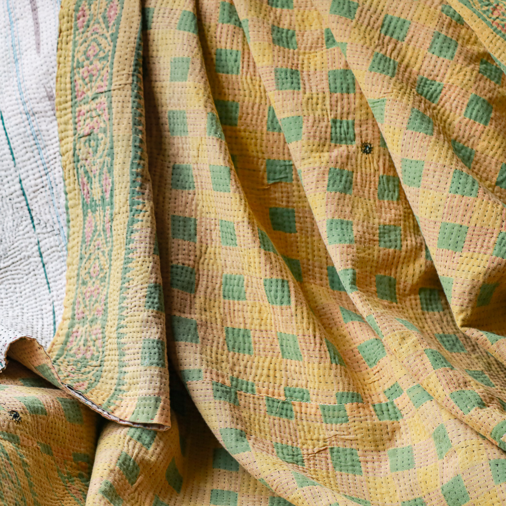 Leila Kantha. Indian hand block print fabric. Block print fabric. Indian vintage kantha Leila Kantha. Indian hand block print fabric. Block print fabric. Indian vintage kantha