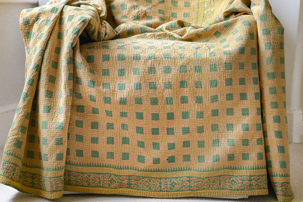 Leila Kantha. Indian hand block print fabric. Block print fabric. Indian vintage kantha Leila Kantha. Indian hand block print fabric. Block print fabric. Indian vintage kantha