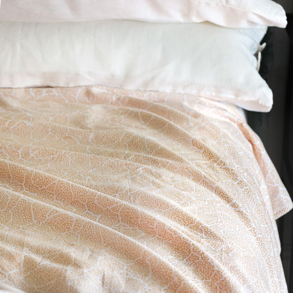 Gauntess Dohar in Dusty Rose & Chestnut, indian block print fabric, indian block print, block print sheets, pink sheets, luxury sheets, luxury bedding, shenouk