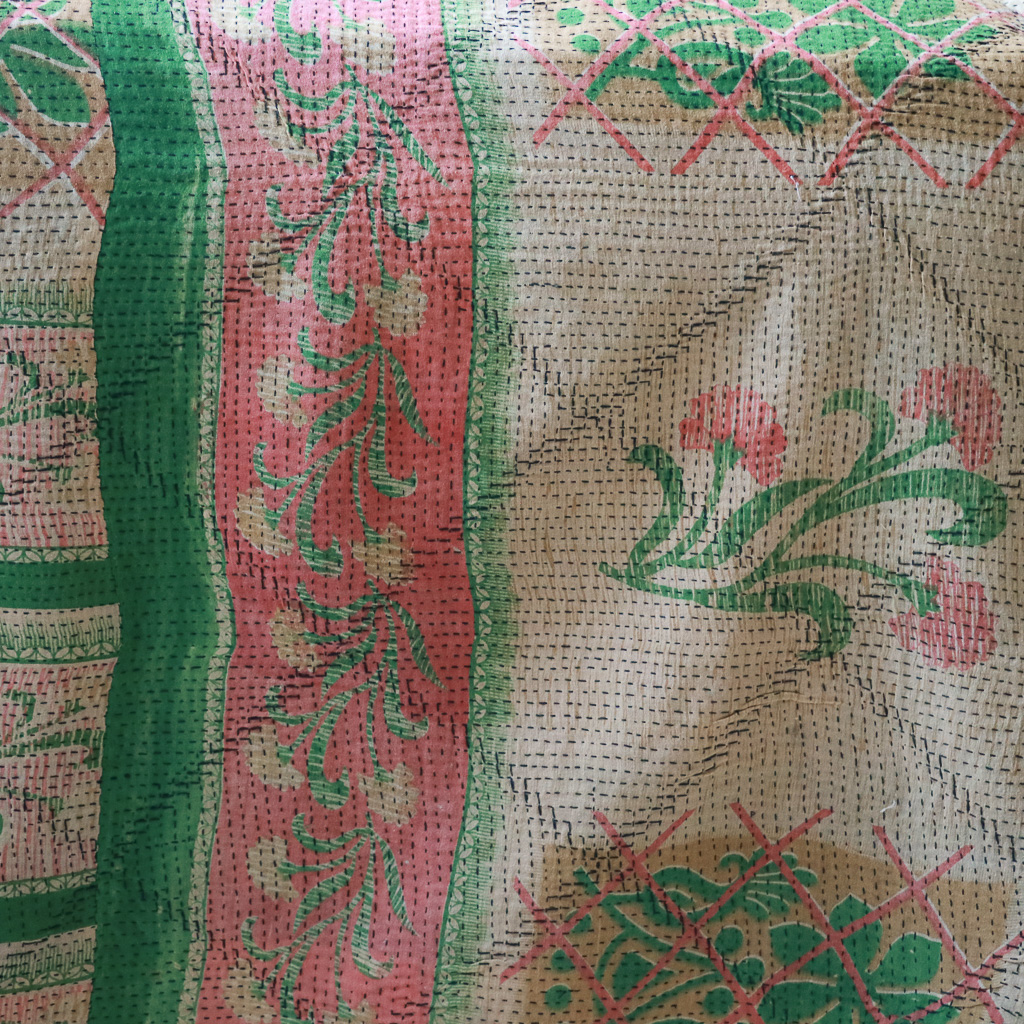 Evangeline Kantha. Indian hand block print fabric. Block print fabric, vintage kantha, vintage textiles, indian textiles, Indian kantha, Bengali blankets