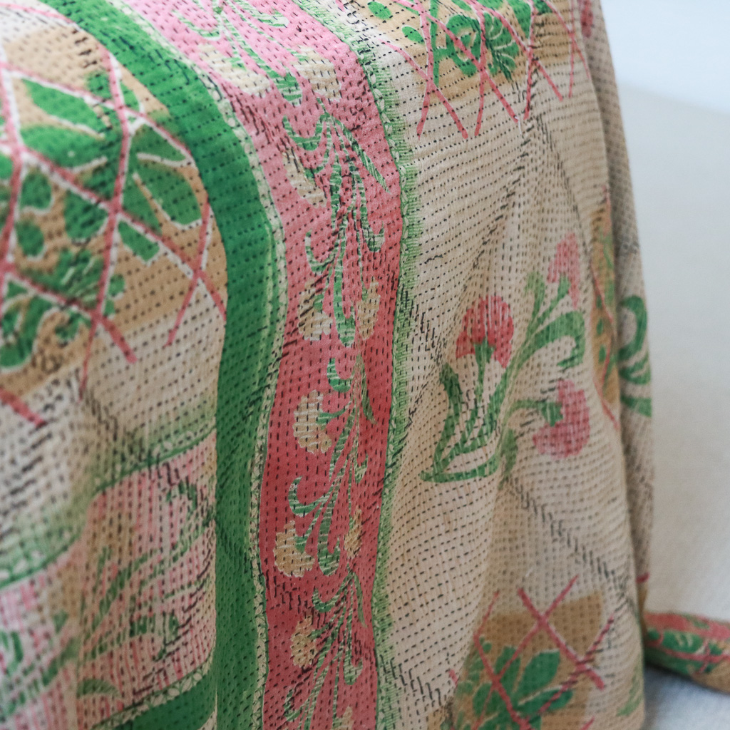 Evangeline Kantha. Indian hand block print fabric. Block print fabric, vintage kantha, vintage textiles, indian textiles, Indian kantha, Bengali blankets