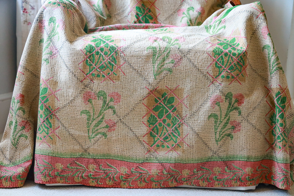 Evangeline Kantha. Indian hand block print fabric. Block print fabric, vintage kantha, vintage textiles, indian textiles, Indian kantha, Bengali blankets