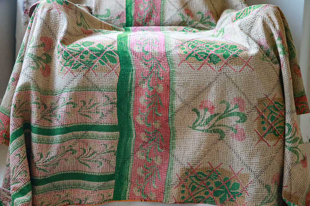 Evangeline Kantha. Indian hand block print fabric. Block print fabric, vintage kantha, vintage textiles, indian textiles, Indian kantha, Bengali blankets