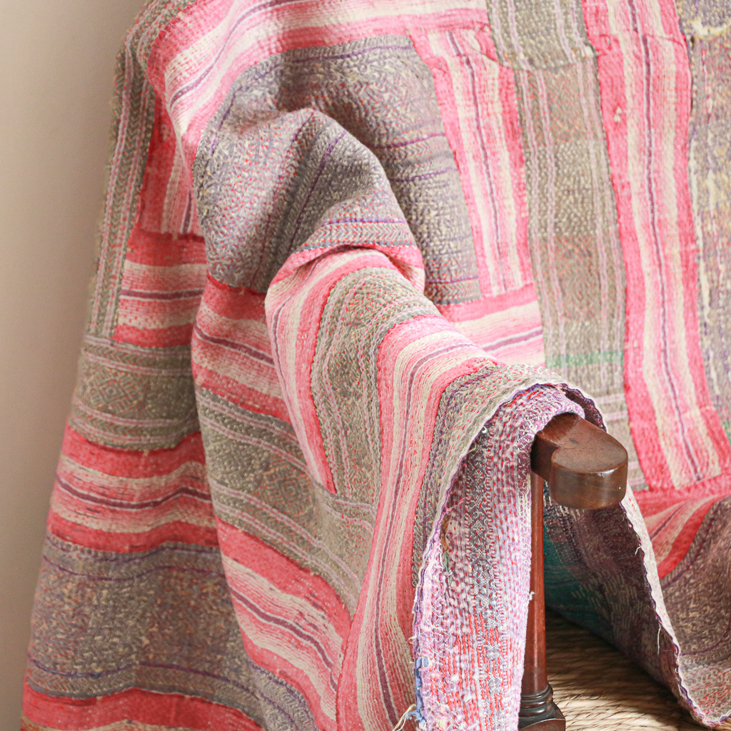 Shruti Kantha. Indian hand block print fabric. Block print fabric, vintage kantha, vintage textiles, indian textiles, Indian kantha, Bengali blankets