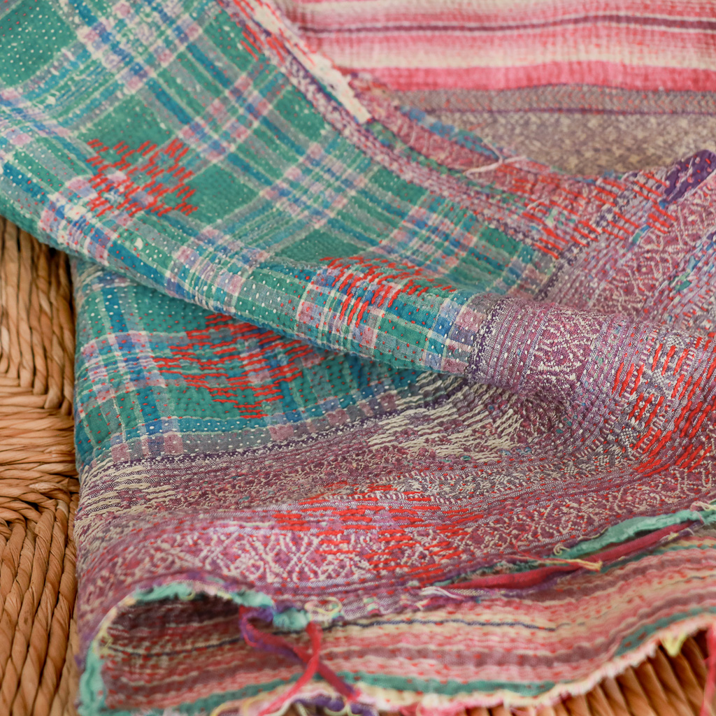 Shruti Kantha. Indian hand block print fabric. Block print fabric, vintage kantha, vintage textiles, indian textiles, Indian kantha, Bengali blankets