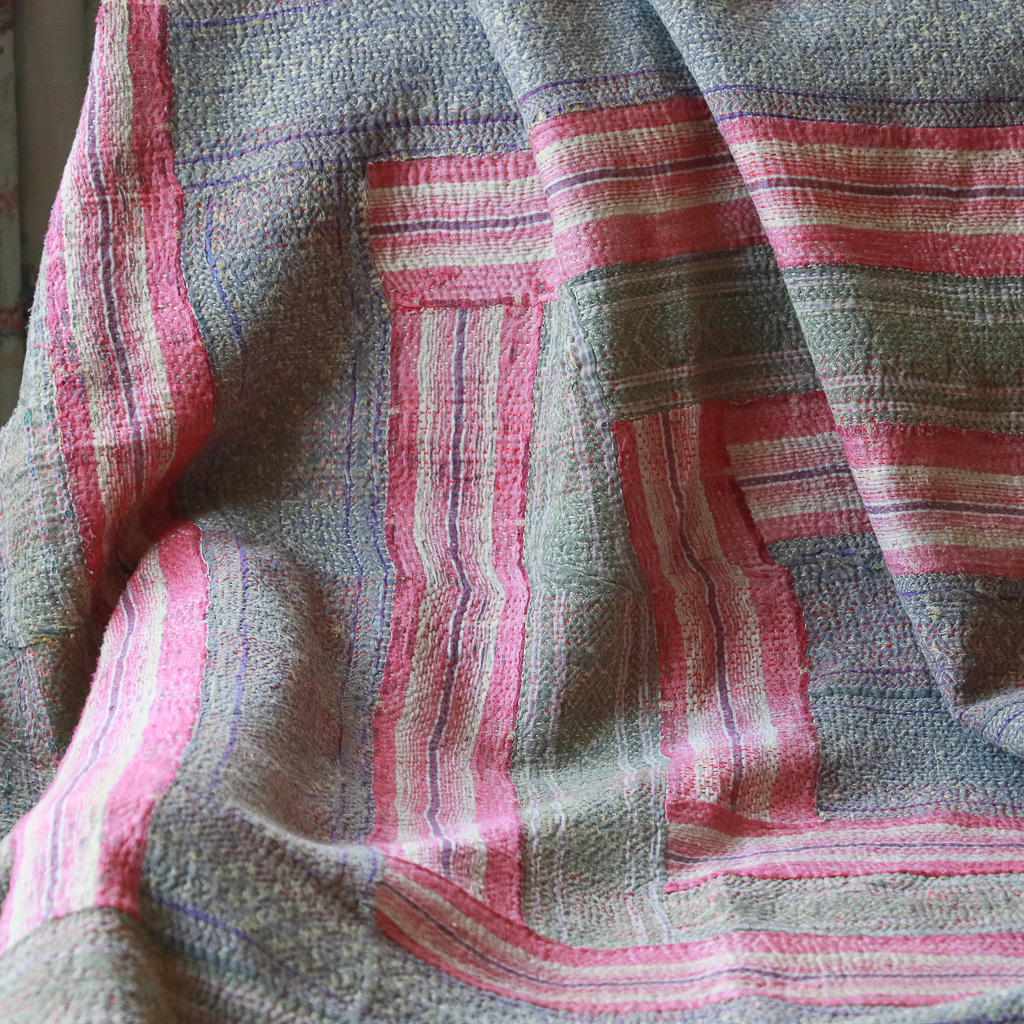 Shruti Kantha. Indian hand block print fabric. Block print fabric, vintage kantha, vintage textiles, indian textiles, Indian kantha, Bengali blankets