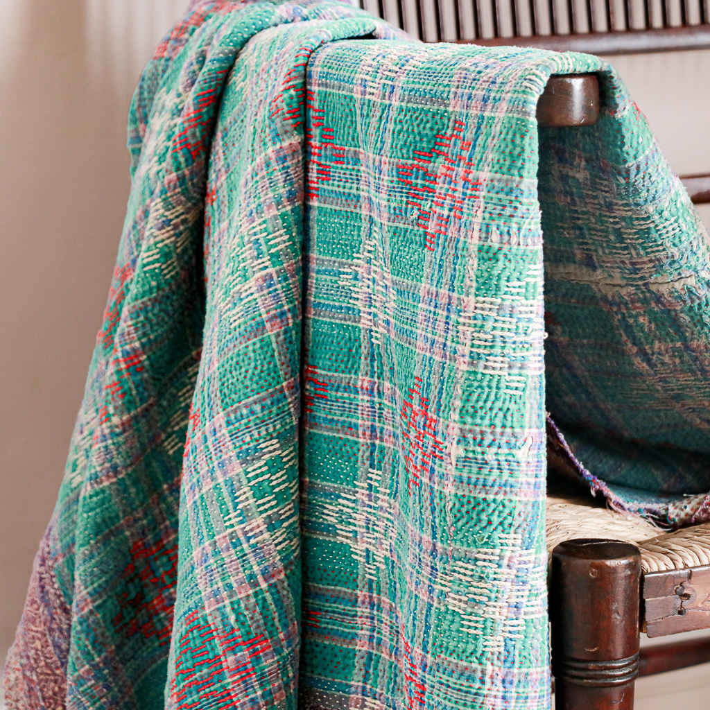 Shruti Kantha. Indian hand block print fabric. Block print fabric, vintage kantha, vintage textiles, indian textiles, Indian kantha, Bengali blankets