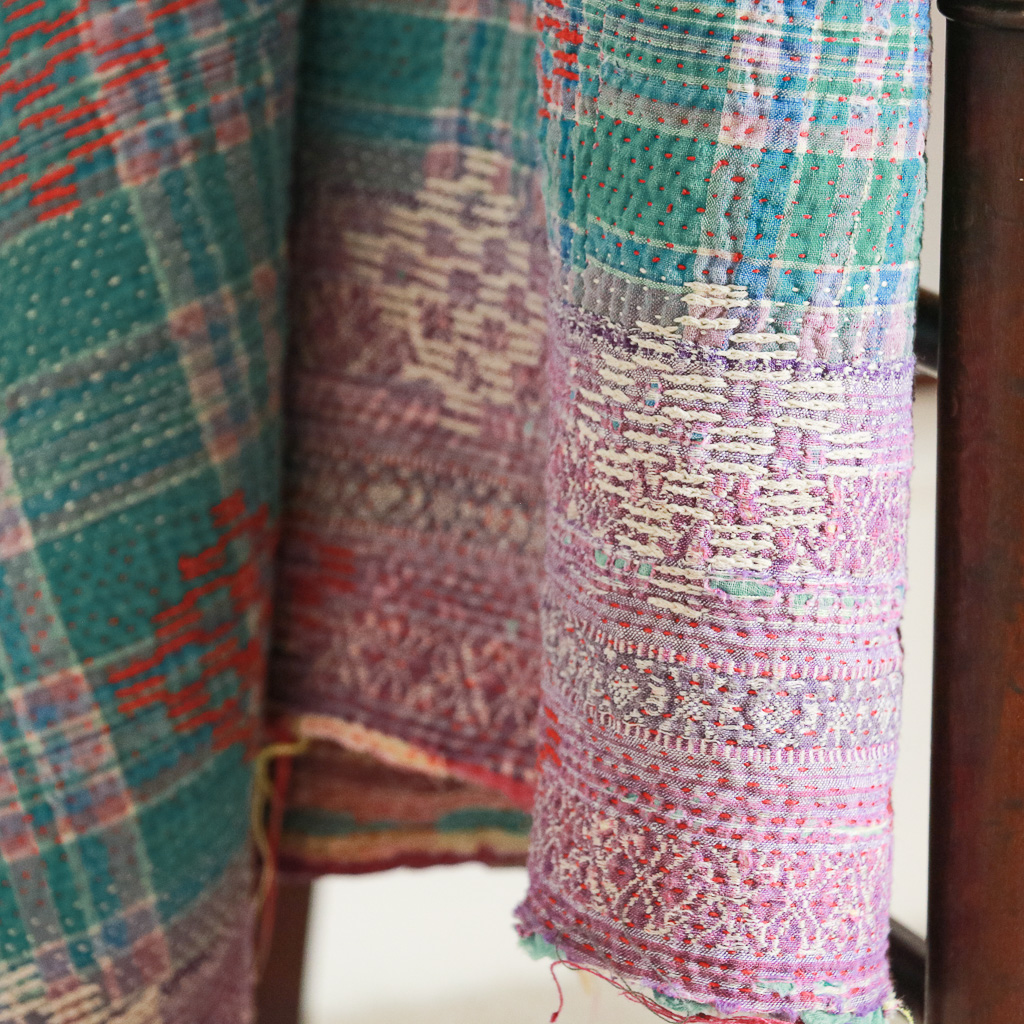 Shruti Kantha. Indian hand block print fabric. Block print fabric, vintage kantha, vintage textiles, indian textiles, Indian kantha, Bengali blankets