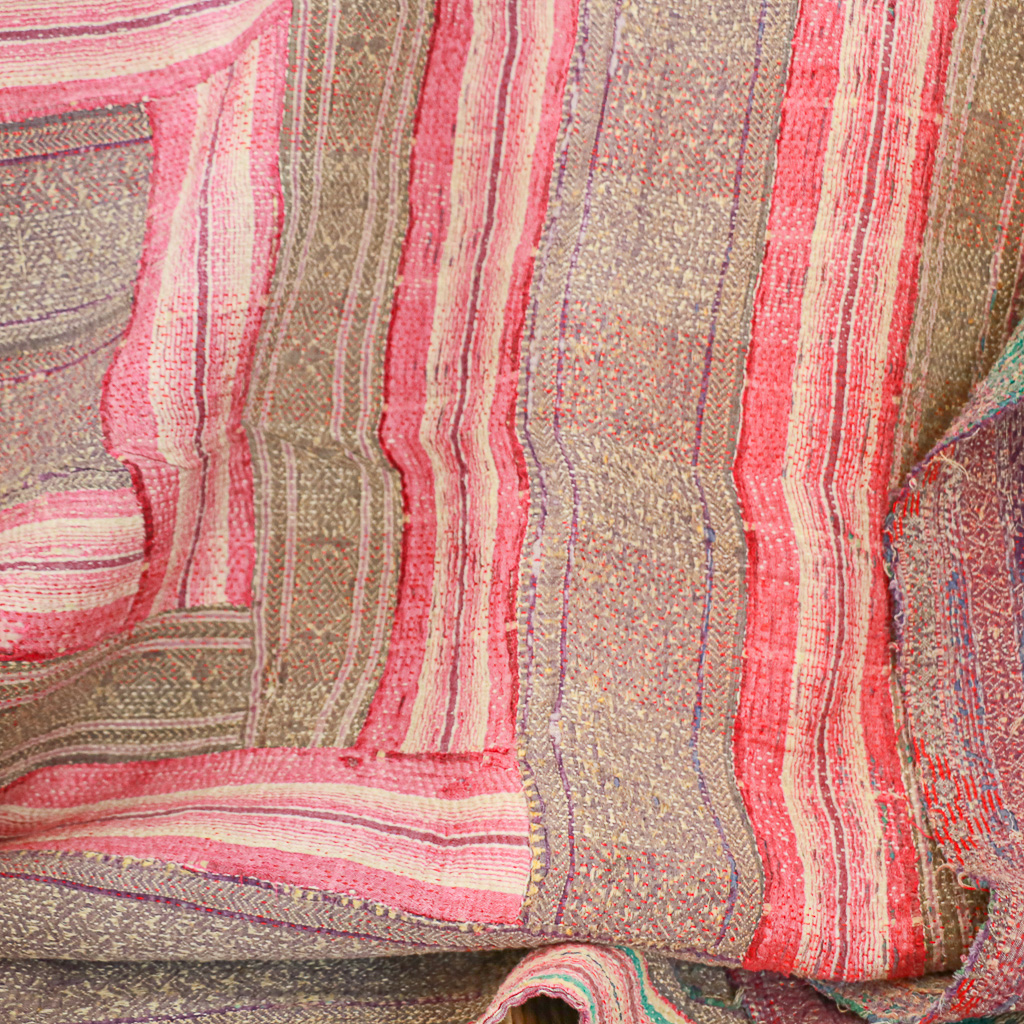Shruti Kantha. Indian hand block print fabric. Block print fabric, vintage kantha, vintage textiles, indian textiles, Indian kantha, Bengali blankets