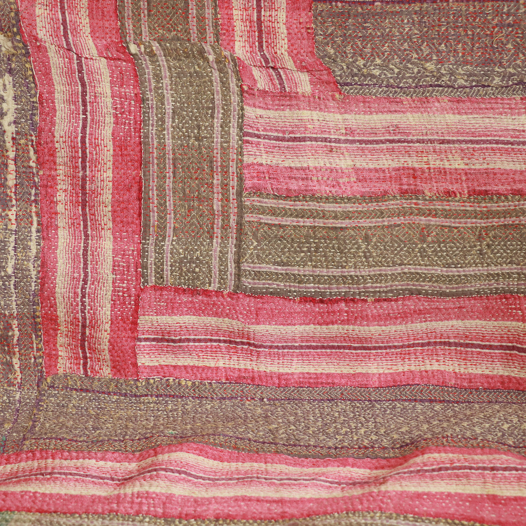 Shruti Kantha. Indian hand block print fabric. Block print fabric, vintage kantha, vintage textiles, indian textiles, Indian kantha, Bengali blankets