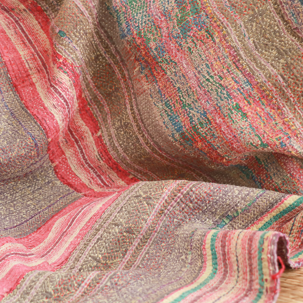 Shruti Kantha. Indian hand block print fabric. Block print fabric, vintage kantha, vintage textiles, indian textiles, Indian kantha, Bengali blankets