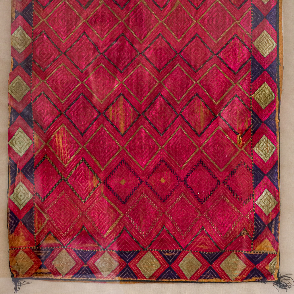 Decordova, framed vintage textiles, indian embroidery, indian textiles, vintage indian textiles, embroidered textiles, shenouk, marriage cushion, framed marriage cushion