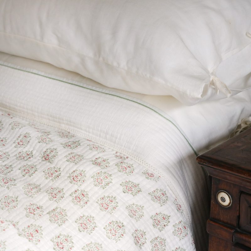 Navina & Adelaide Coverlet, indian block print, indian block print textiles, block print bedding, block print quilts, indian textiles, quits, shenouk, block print
