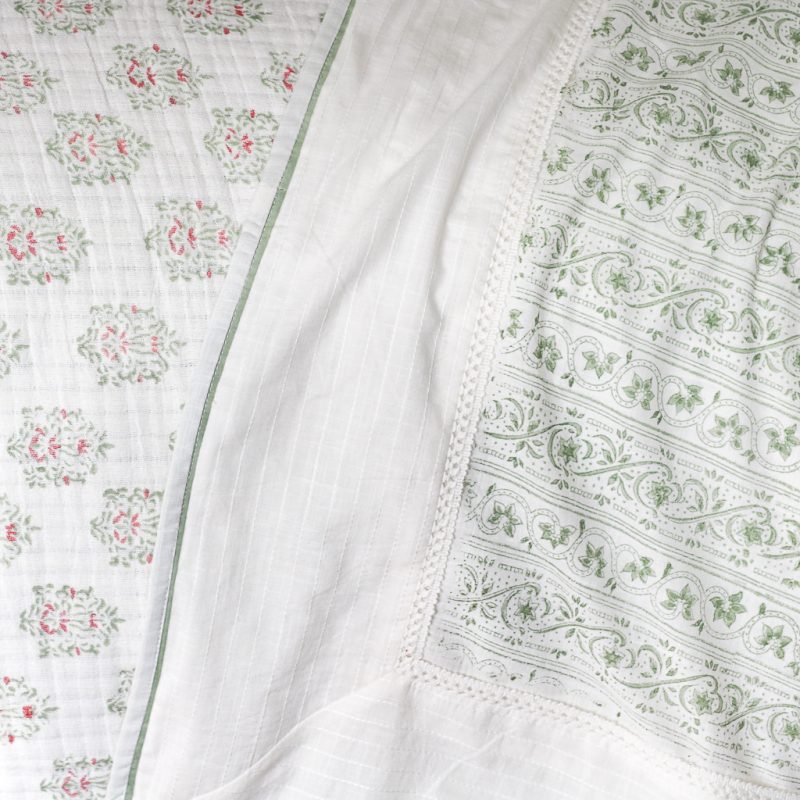 Navina & Adelaide Coverlet, indian block print, indian block print textiles, block print bedding, block print quilts, indian textiles, quits, shenouk, block print