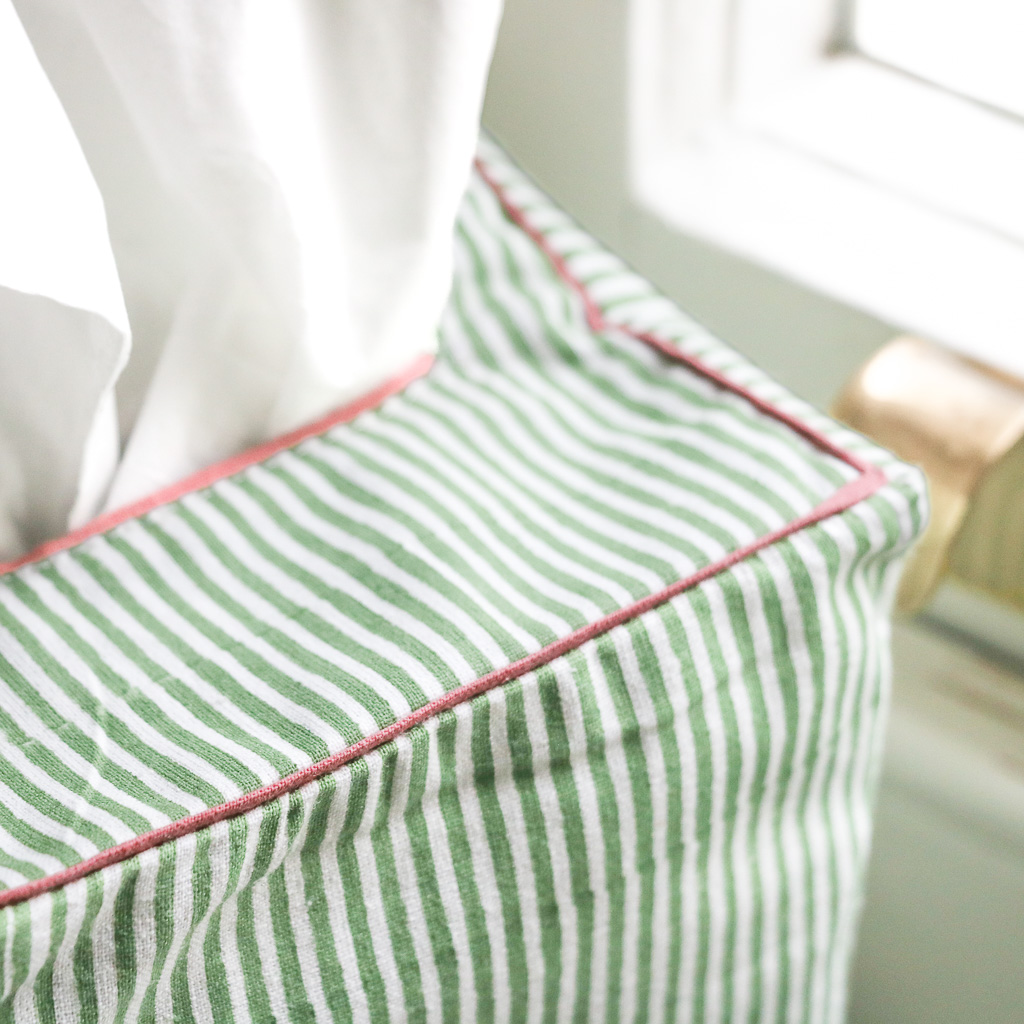 Eloise Tissue Box Cover in Willow, shenouk, tissue box covers, tissue box holders, bedroom accessories, indian block print, block print fabrics, home accessories