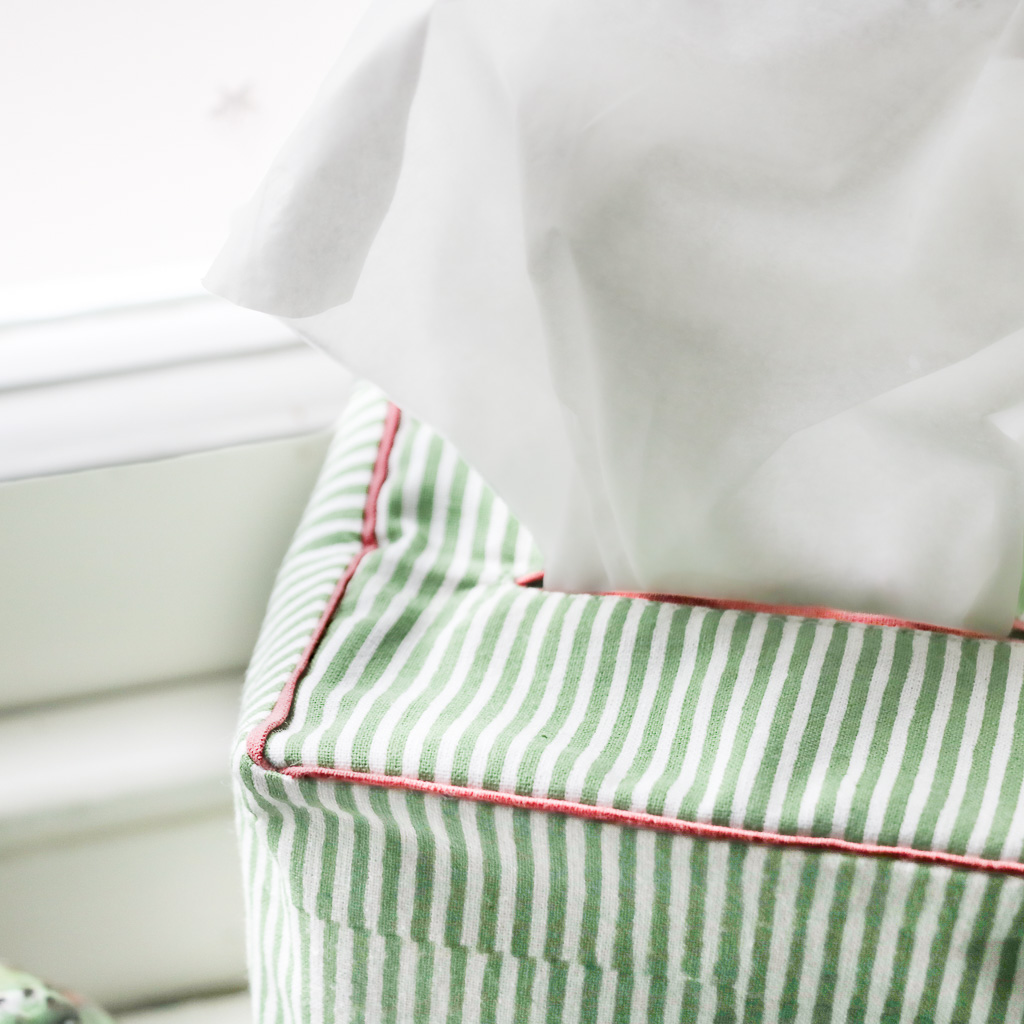 Eloise Tissue Box Cover in Willow, shenouk, tissue box covers, tissue box holders, bedroom accessories, indian block print, block print fabrics, home accessories