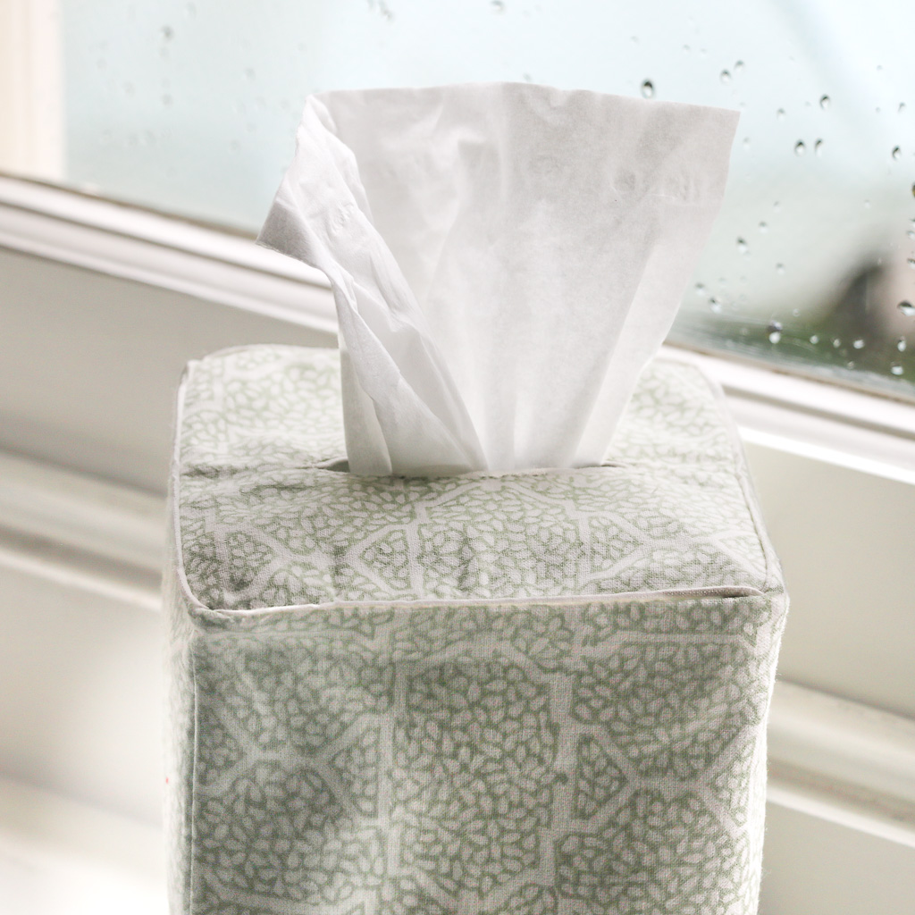 Gauntess Tissue Box Cover in Sage, shenouk, tissue box covers, tissue box holders, bedroom accessories, indian block print, block print fabrics, home accessories