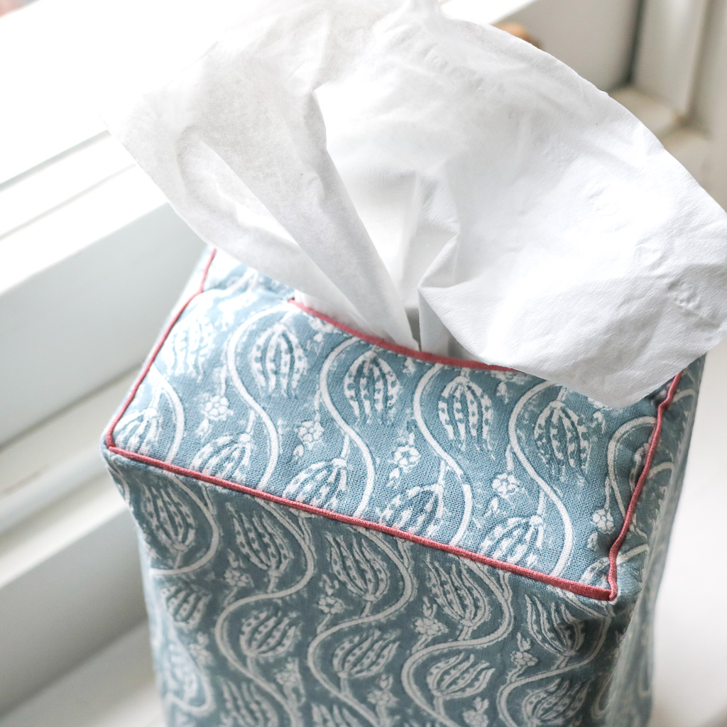 Gita Tissue Box Cover in Denim, shenouk, tissue box covers, tissue box holders, bedroom accessories, indian block print, block print fabrics, home accessories Gita Tissue Box Cover in Denim, shenouk, tissue box covers, tissue box holders, bedroom accessories, indian block print, block print fabrics, home accessories