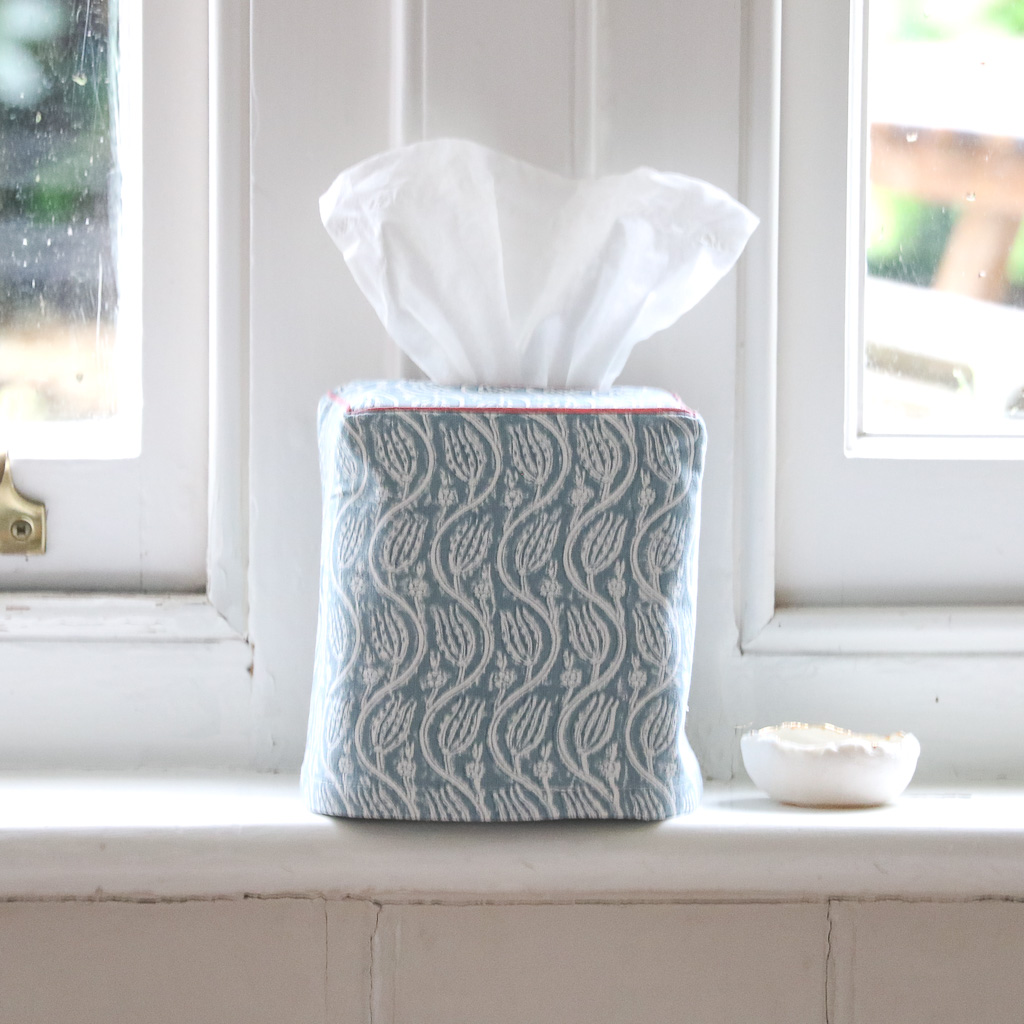 Gita Tissue Box Cover in Denim-5
