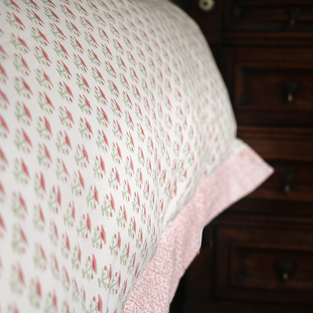Hazel & Bitta Duvet Cover in Raspberry, shenouk, indian block print, block print, duvet covers, block print duvet covers, reversible duvet covers, luxury bedding