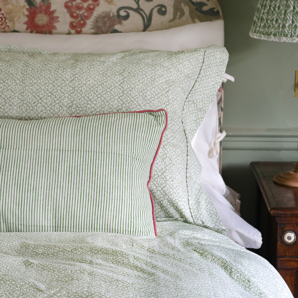 Hazel & Bitta Duvet Cover in Sage, shenouk, indian block print, block print, duvet covers, block print duvet covers, reversible duvet covers, luxury bedding