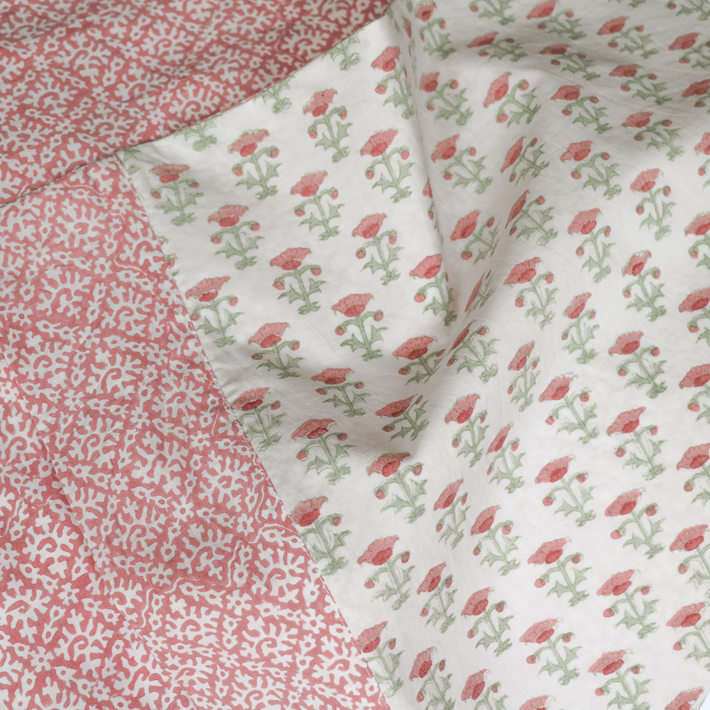 Hazel & Bitta Duvet Cover in Raspberry, shenouk, indian block print, block print, duvet covers, block print duvet covers, reversible duvet covers, luxury bedding