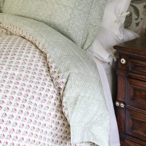 Hazel & Bitta Duvet Cover in Sage, shenouk, indian block print, block print, duvet covers, block print duvet covers, reversible duvet covers, luxury bedding